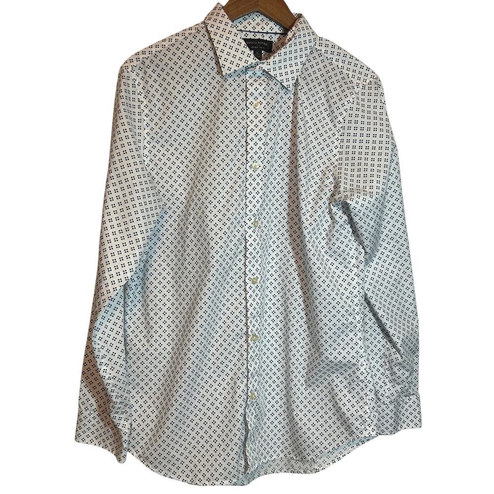 Banana Republic‎ Mens Slim Fit Shirt L Geometric Button Up Preppy Office Travel